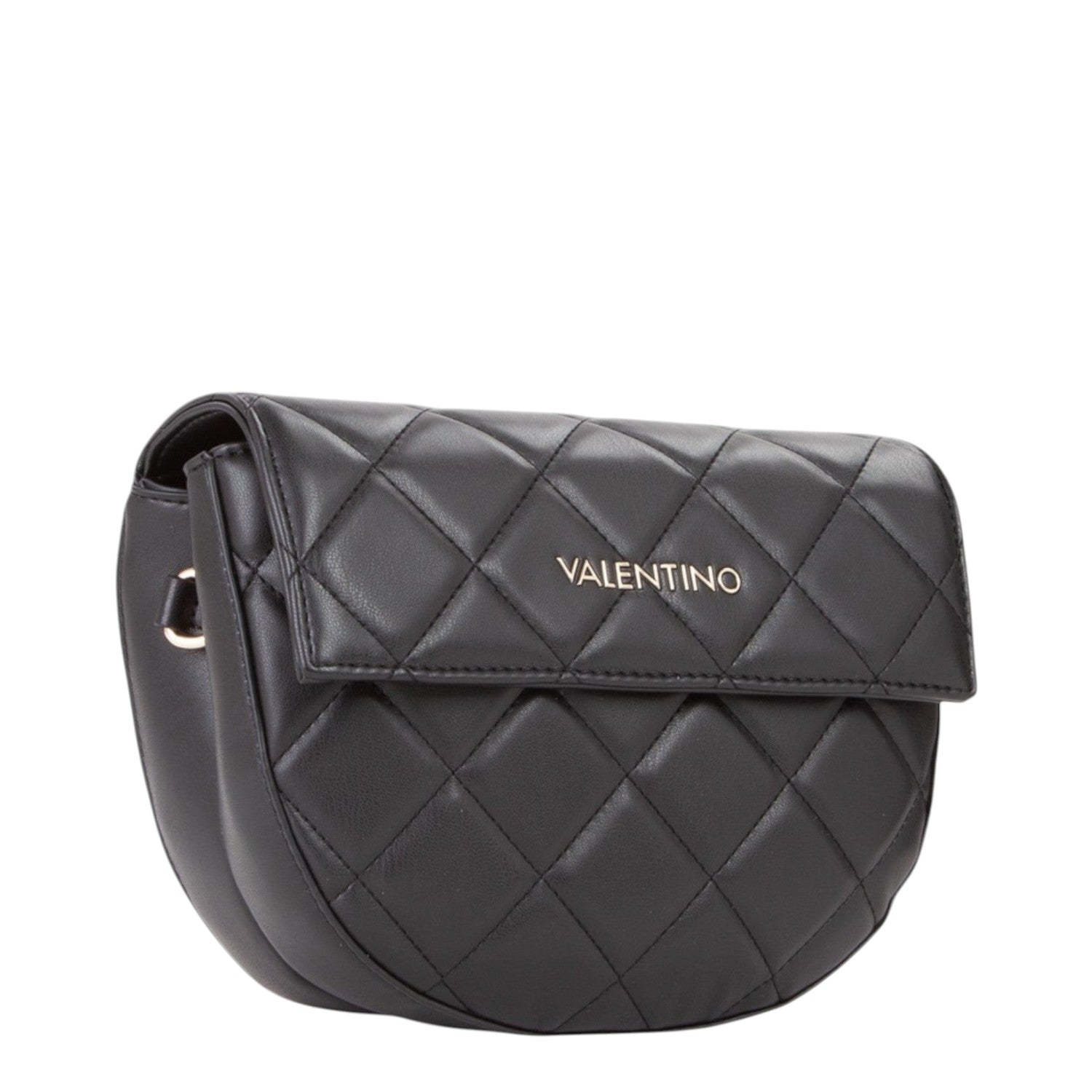 Lieblingstasche black quilted faux leather flap bag with gold hardware and chain strap.