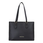 Lieblingstasche black pebbled faux leather tote bag with gold hardware and double shoulder straps.
