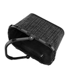 Lieblingstasche black and white textured carrybag with black handles and zipper pocket.