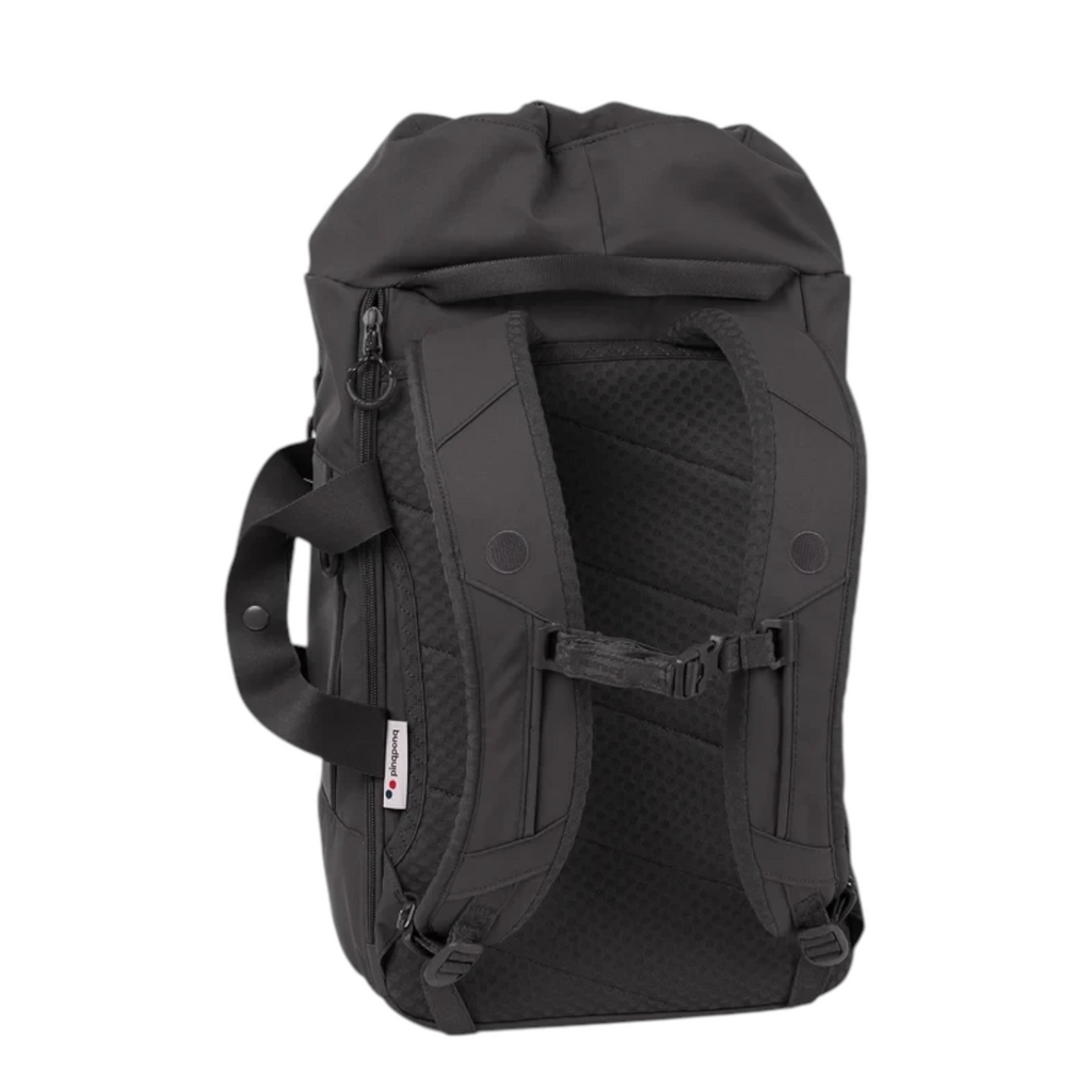 Lieblingstasche Blok Medium black backpack with padded shoulder straps and breathable mesh back panel