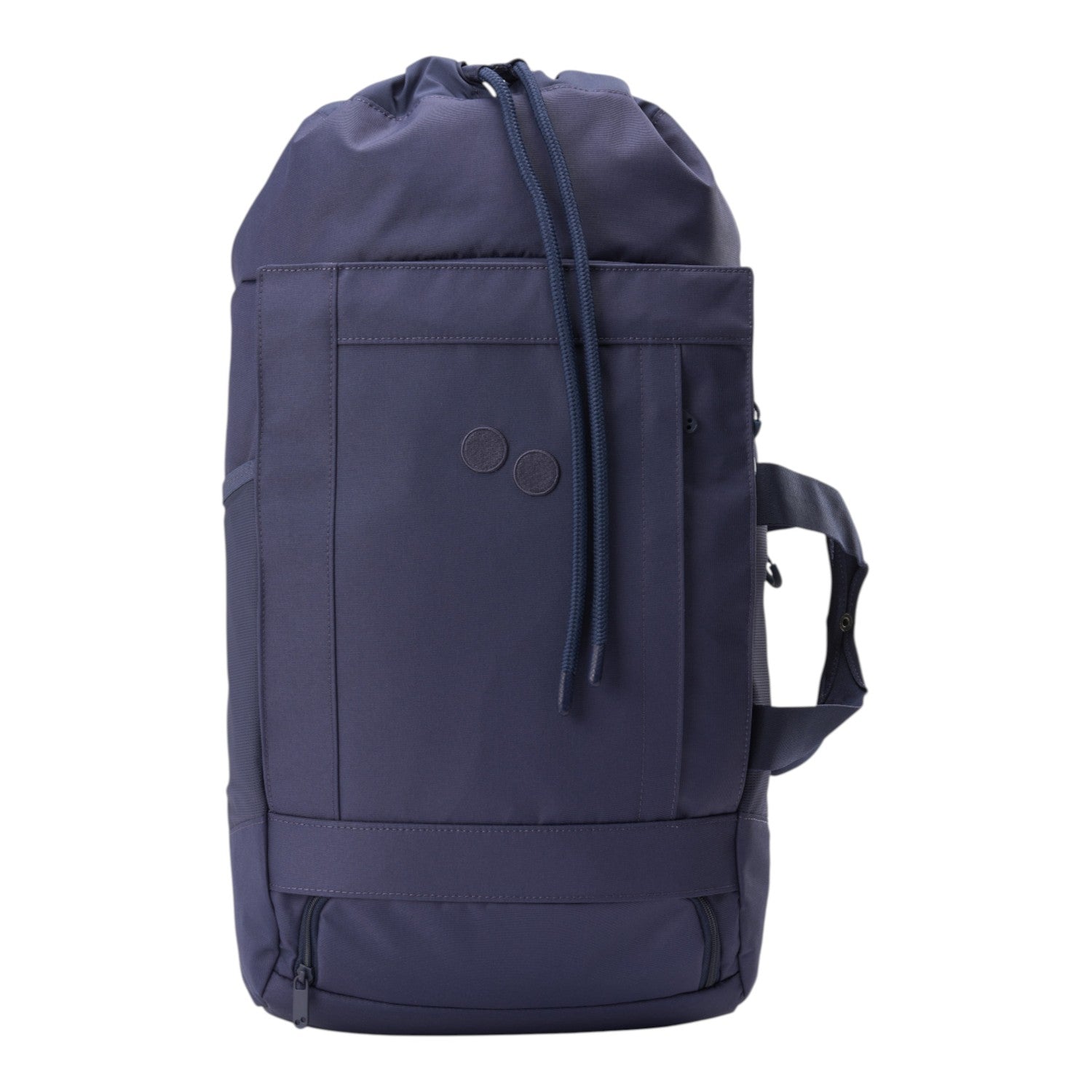 Lieblingstasche Blok Medium backpack in dark blue with a drawstring closure and side carry handle