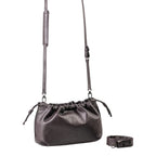 Lieblingstasche Bloom dark brown leather crossbody bag with a drawstring closure and adjustable shoulder strap