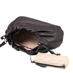 Lieblingstasche Bloom dark brown leather drawstring handbag with a small patterned detachable pouch