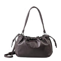 Lieblingstasche Bloom dark brown leather shoulder bag with a gathered drawstring top and adjustable strap