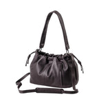 Lieblingstasche Bloom dark brown leather hobo bag with a gathered drawstring top and adjustable shoulder strap