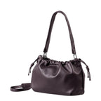 Lieblingstasche Bloom dark purple leather shoulder bag with a drawstring closure and adjustable strap