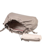 Lieblingstasche Bloom taupe leather drawstring handbag with a matching patterned interior pouch