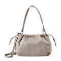 Lieblingstasche Bloom taupe leather shoulder bag with a soft ruched design and adjustable strap