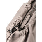 Lieblingstasche Bloom taupe leather handbag featuring a gathered ruched texture and a dark metal zipper detail