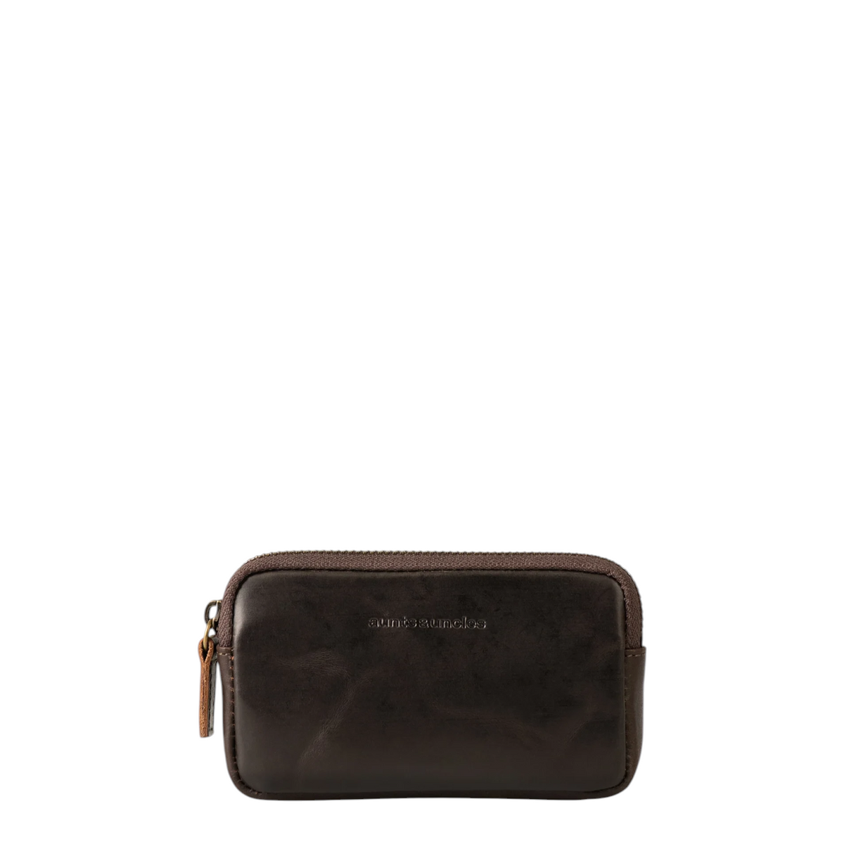 Lieblingstasche Brice small dark brown leather zip pouch with a minimalist design and embossed logo