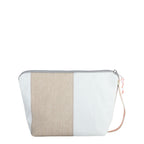 Lieblingstasche Brise white and beige canvas cosmetic bag with grey zipper and wrist strap