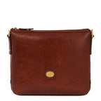 Lieblingstasche brown leather crossbody bag with zip closure and gold hardware detail.