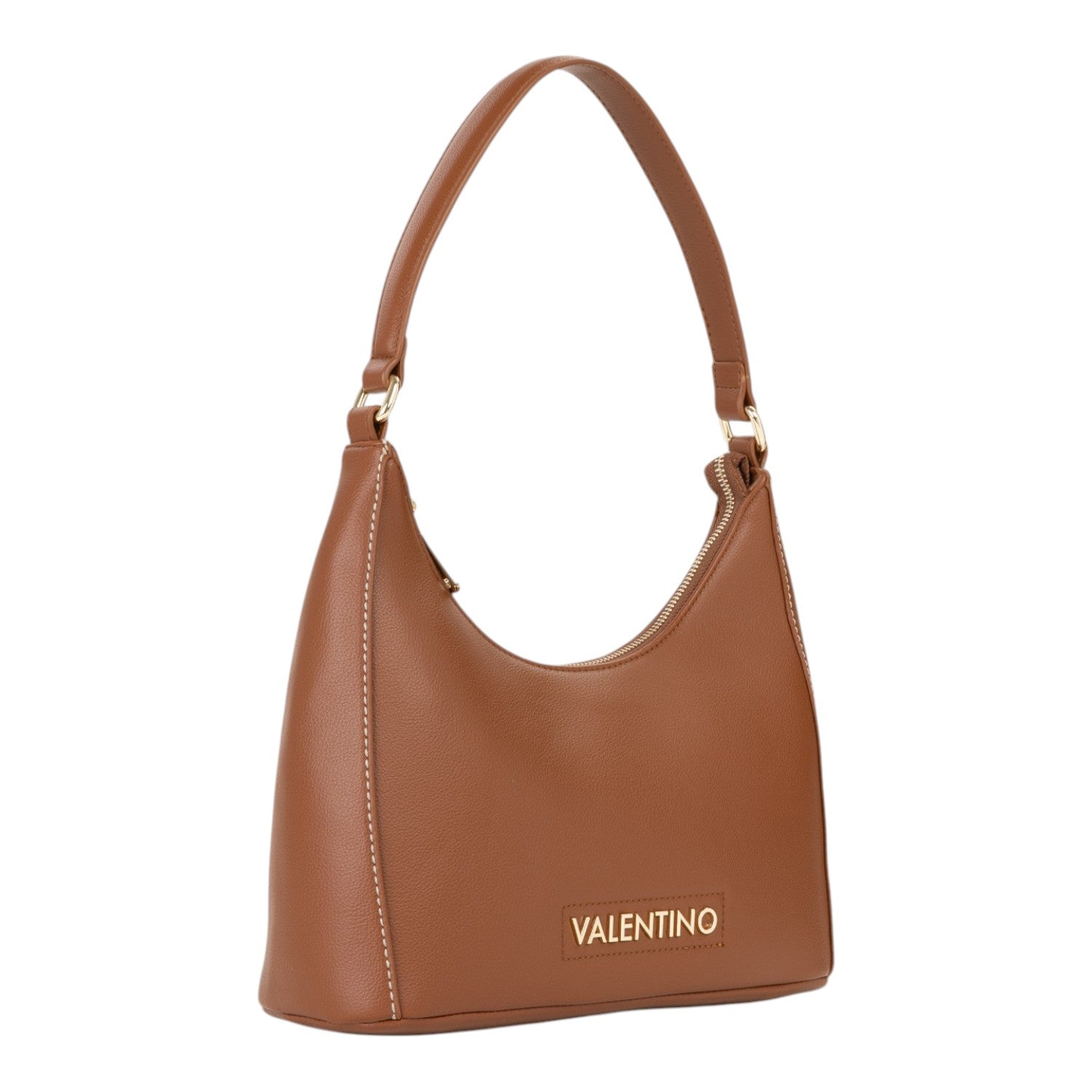 Lieblingstasche Aury Re brown leather hobo bag with gold hardware and contrast stitching.