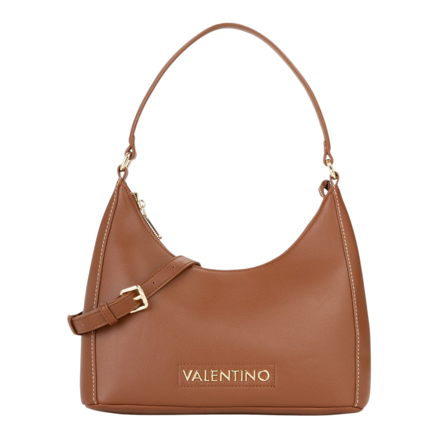 Lieblingstasche Aury Re brown leather hobo bag with gold buckle detail and zip closure.