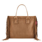 Lieblingstasche Daily Shopper tote bag in brown suede with decorative fringe detailing on the sides