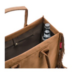 Lieblingstasche Daily Shopper brown suede tote bag with fringe detail and interior bottle compartment
