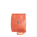 Lieblingstasche burnt orange leather fold-over clutch handbag with a turn-lock closure and wrist strap.