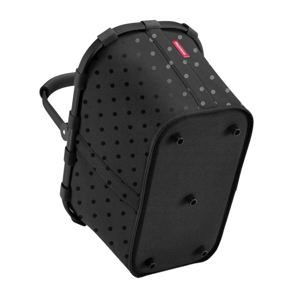 Lieblingstasche Carrybag in black with grey polka dots, featuring a sturdy aluminium handle and collapsible design.