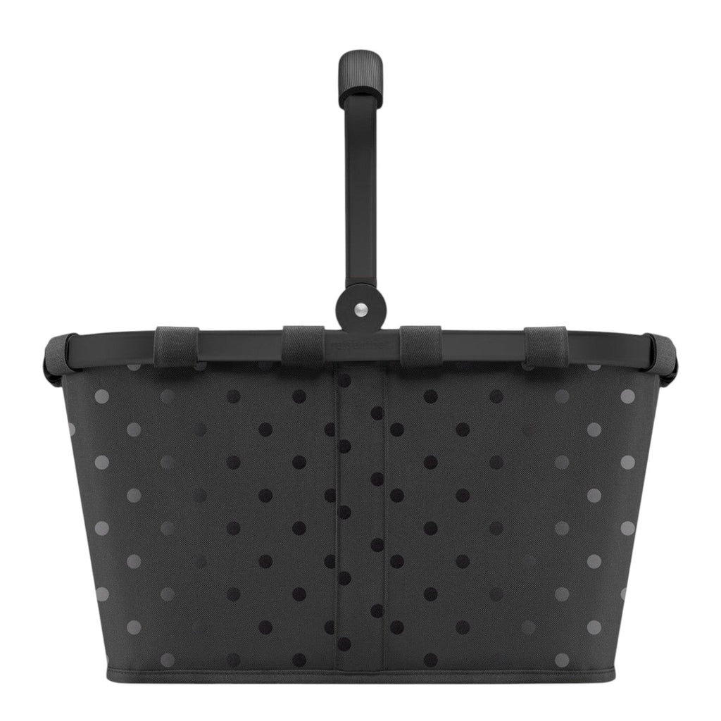 Lieblingstasche Carrybag in black with grey polka dots, featuring a sturdy foldable aluminium handle.