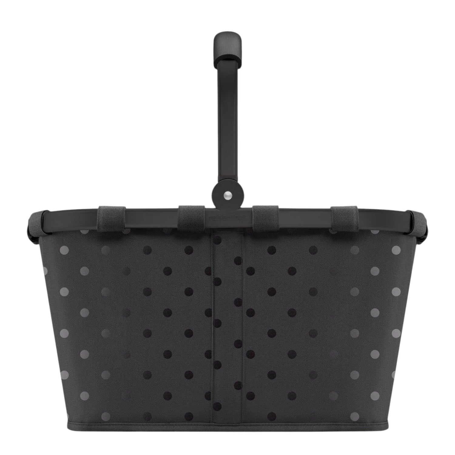 Lieblingstasche Carrybag in black with grey polka dots, featuring a sturdy foldable aluminium handle.