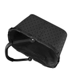 Lieblingstasche Carrybag in black with grey polka dots, featuring a sturdy aluminium handle and foldable design.
