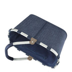 Lieblingstasche Carrybag in dark blue herringbone pattern with a sturdy aluminium handle and foldable design