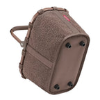 Lieblingstasche Carrybag in brown teddy fleece fabric with a sturdy foldable aluminium handle and protective feet