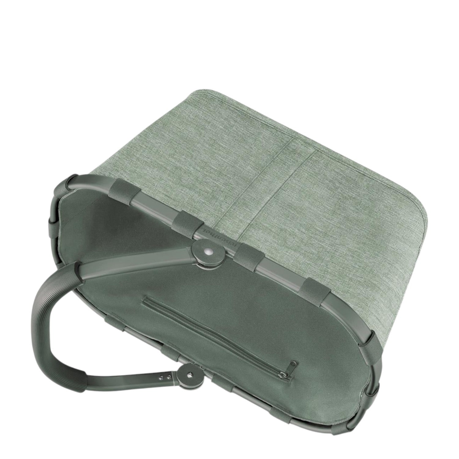 Lieblingstasche Carrybag in sage green with a sturdy aluminium handle and foldable design for shopping and picnics.