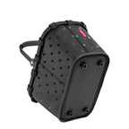 Lieblingstasche Carrybag XS in black with grey polka dots, featuring a sturdy frame and protective base feet.