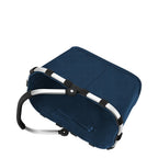 Lieblingstasche Carrybag XS in dark blue fabric with a sturdy silver aluminum frame and comfortable handle.