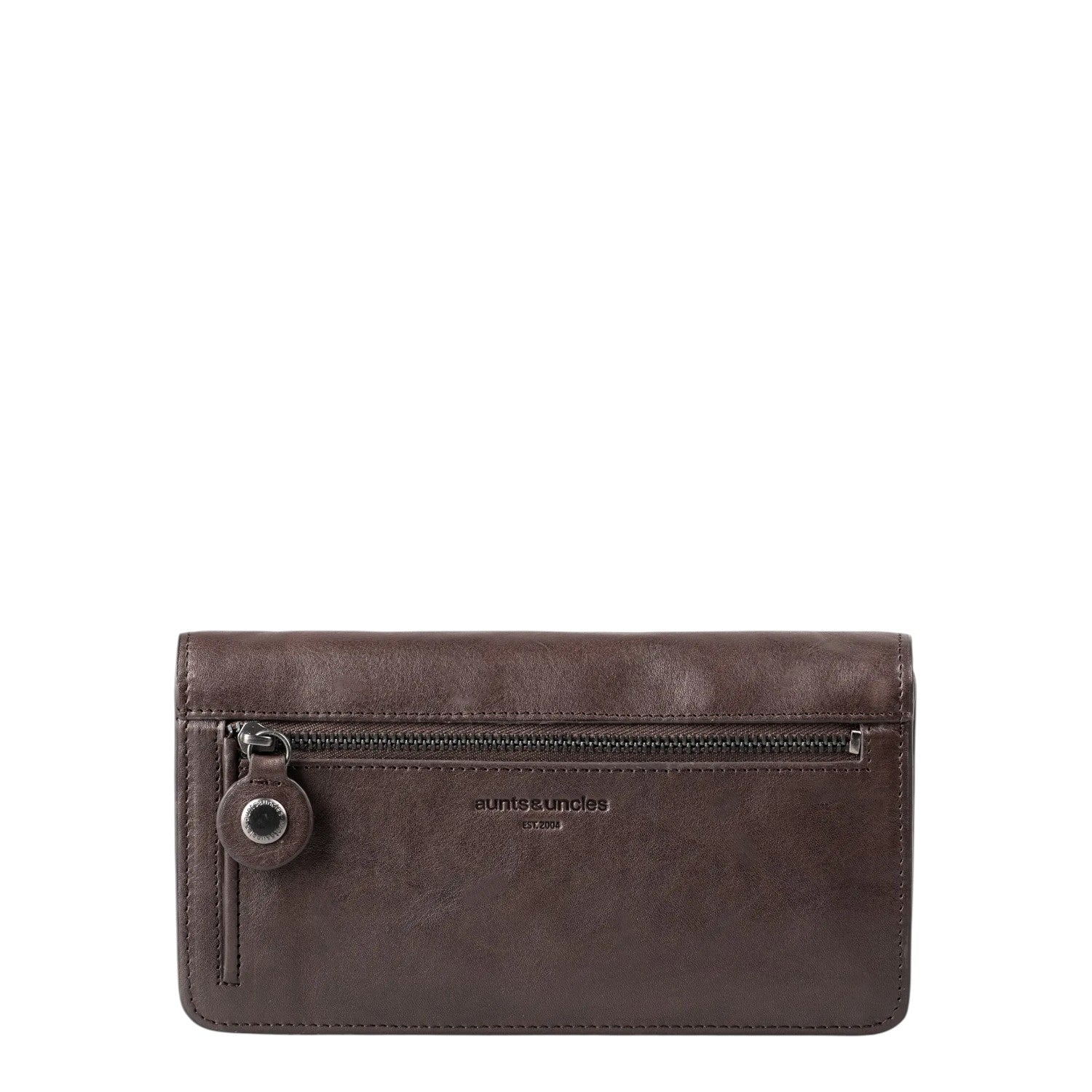 Lieblingstasche Charlene dark brown leather wallet with a front zip pocket and branded metal hardware.