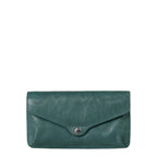 Lieblingstasche Charlene dark green leather envelope wallet with a snap button closure