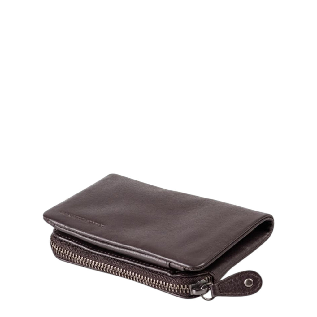 Lieblingstasche Cherry dark brown leather wallet with a secure wrap-around zipper closure