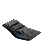 Lieblingstasche Clive black leather wallet with open interior and blue fabric lining