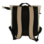 Lieblingstasche coated rolltop backpack in beige and black with padded straps and mesh back panel.