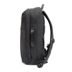 Lieblingstasche Commuter Pack in black, side view showing padded straps and carry handle for professional travel.