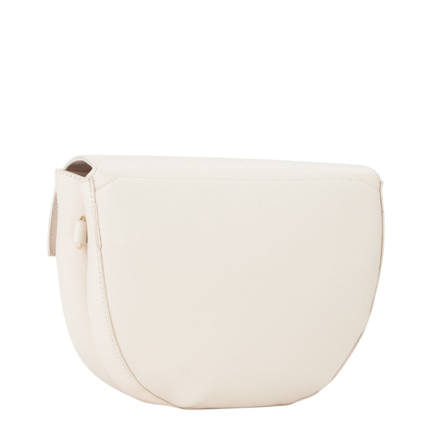 Lieblingstasche cream leather flap bag with curved silhouette and subtle stitching.