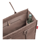 Lieblingstasche Daily Shopper tote bag in brown teddy fleece material with interior bottle holder and zipper pocket