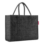 Lieblingstasche Daily Shopper tote bag in black textured fabric with dual handles and a red brand tag.