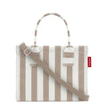 Lieblingstasche Daily Shopper XS in beige and white vertical stripes with dual handles and an adjustable shoulder strap