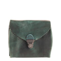 Lieblingstasche Fold Wallet S, dark green distressed leather wallet with a metal clasp closure.