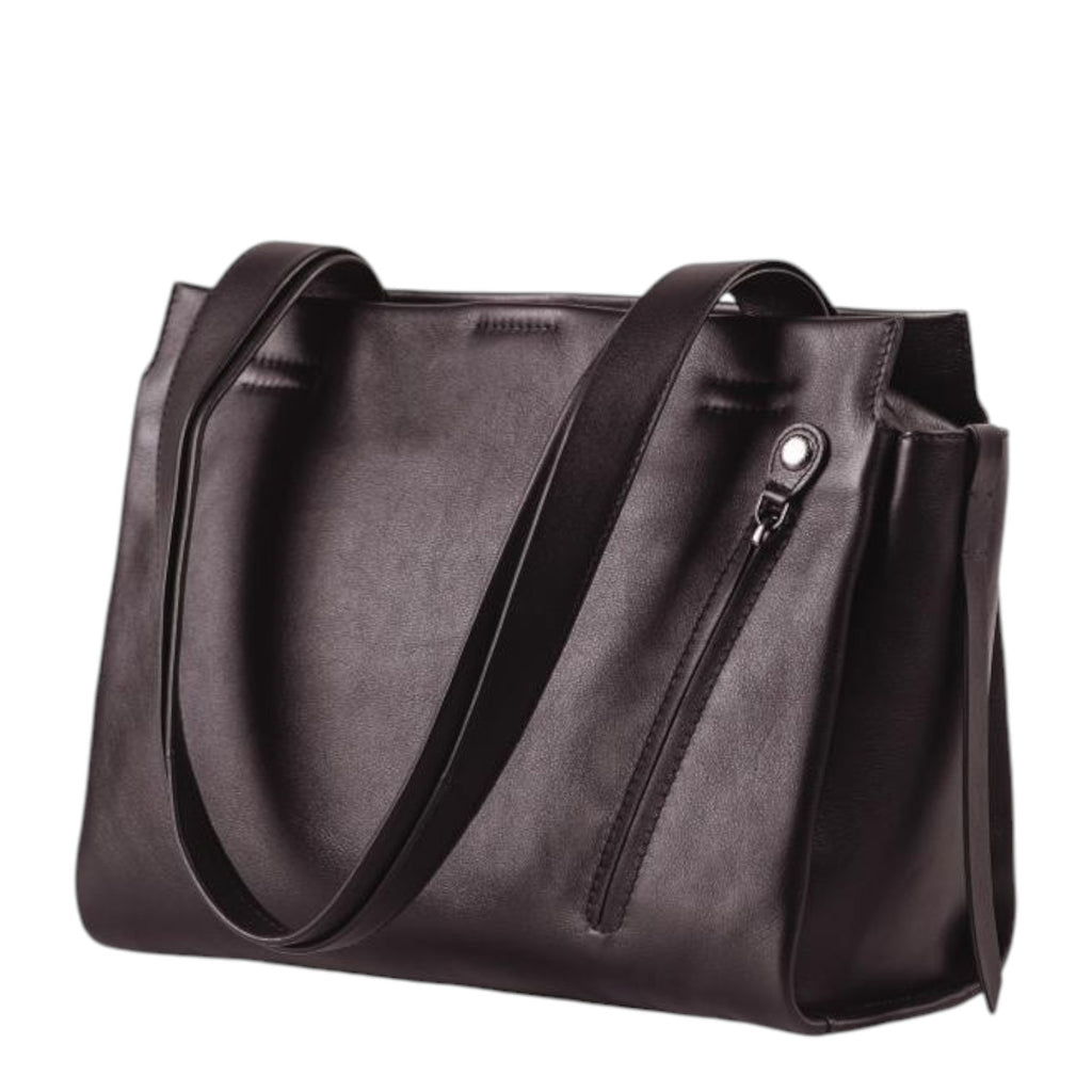 Lieblingstasche Dawn dark brown leather shoulder bag with structured design and side zipper detail