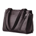 Lieblingstasche Dawn dark brown leather shoulder bag with structured design and side zipper detail