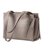 Lieblingstasche Dawn taupe leather shoulder bag with double straps and side zipper detail