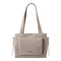Lieblingstasche Dawn taupe leather tote bag with a front pocket and long shoulder straps