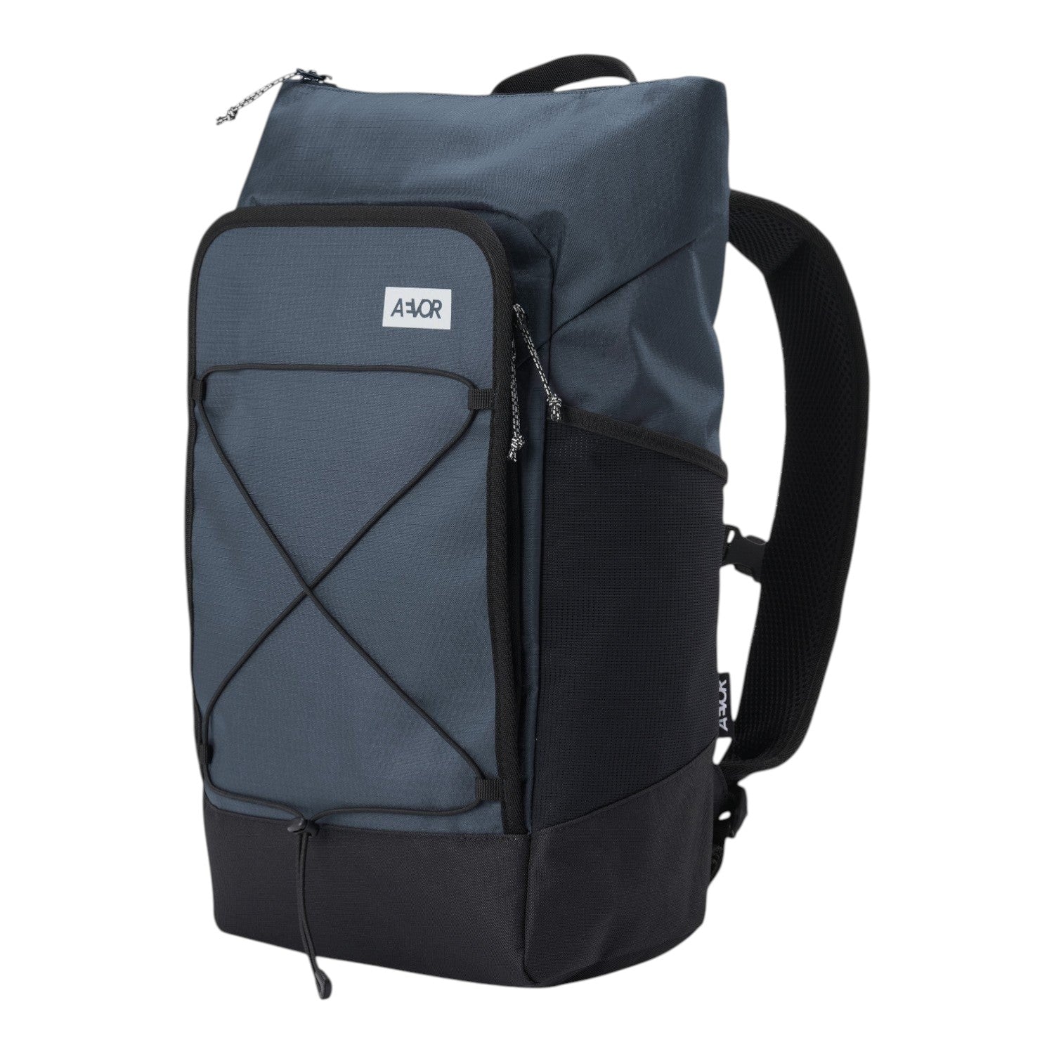 Lieblingstasche Day Pack FLX in dark blue with black accents, featuring a front bungee cord and durable fabric.