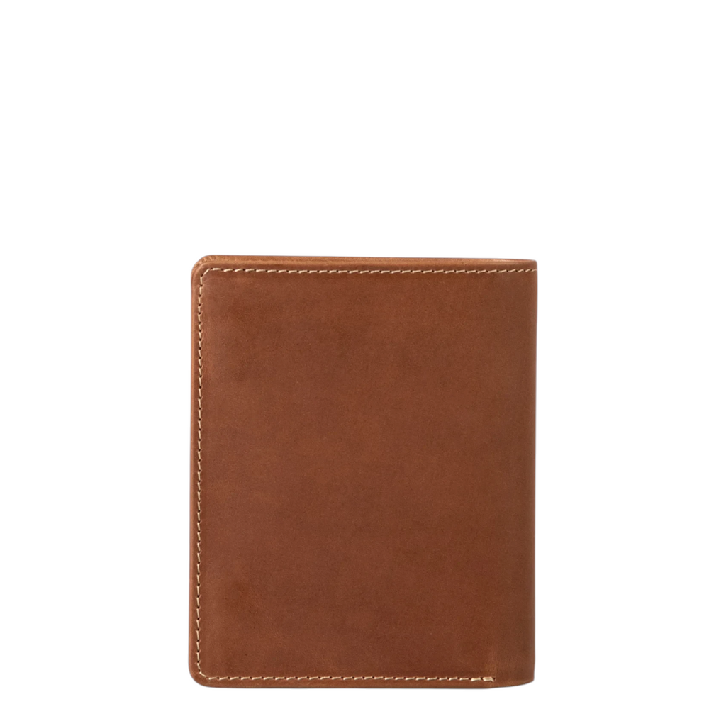 Lieblingstasche Duke brown leather wallet featuring visible contrast stitching against a clean white background
