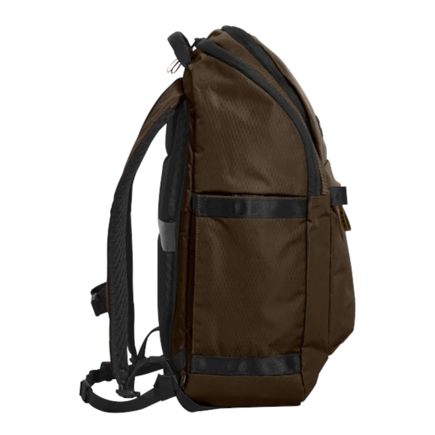 Lieblingstasche Easy27 brown recycled daypack with laptop compartment and side view showing ergonomic straps