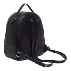 Lieblingstasche ECS Backpack M in black pebbled leather with adjustable straps and gold-tone hardware, rear view