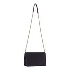 Lieblingstasche ECS Crossbody S in black leather with a gold chain shoulder strap against a plain background